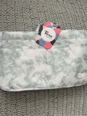 Set Periea purse Organizers Light Gray Marble Print Travel Pouch